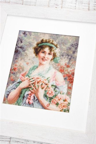 The Girl With Roses Cross Stitch Kit
