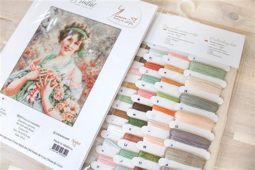 The Girl With Roses Cross Stitch Kit