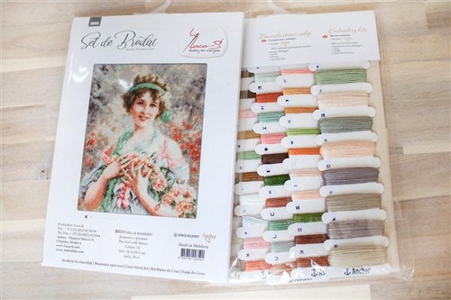 The Girl With Roses Cross Stitch Kit