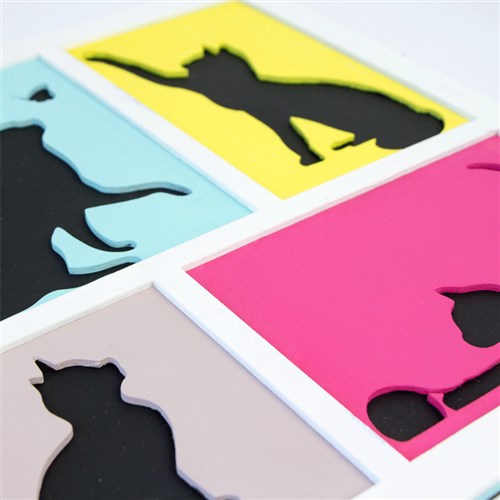 Rosa Talent 4 Cats - 3D Painting on Fiberboard Set. Create Your DIY Decoration. Primed. 3 Layers. 11.81*11.81 inches.