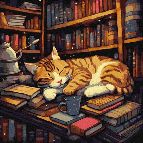 Painting by Numbers kit Fluffy book lover KHO6505