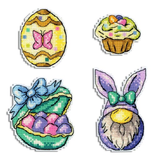 Gnome and Cradle. Magnets SR-585 Plastic Canvas Counted Cross Stitch Kit
