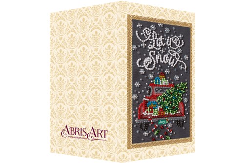 Postcard cross-stitch kit - Snow holiday AO-152