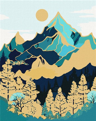 Painting by Numbers kit Mountain landscape with extra metallic paints KHO5102