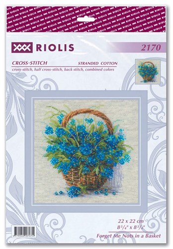 Forget Me Nots in a Basket R2170 Counted Cross Stitch Kit