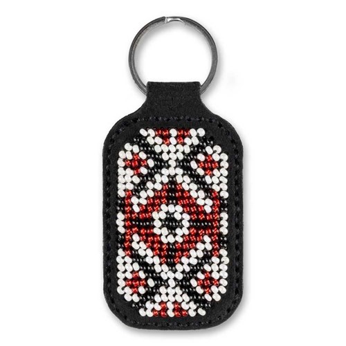 Bead embroidery kit on artificial leather Key ring  FLBB-095