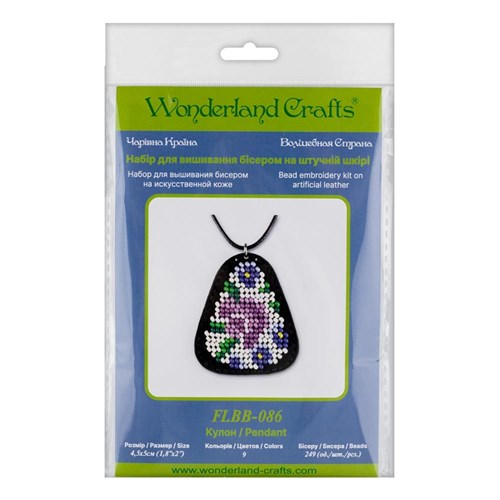 Bead embroidery kit on artificial leather Pendant  FLBB-086