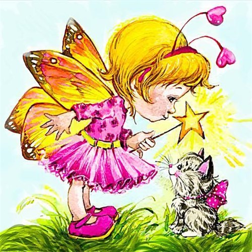 Fairy with Kitten CS2496 15.7 x 15.7 inches Crafting Spark Diamond Painting Kit