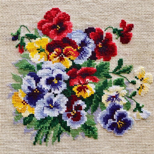 Pansy Medley  R1516 Counted Cross Stitch Kit