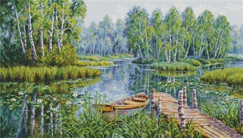 Birches at the edge of the lake BU5012L Counted Cross-Stitch Kit