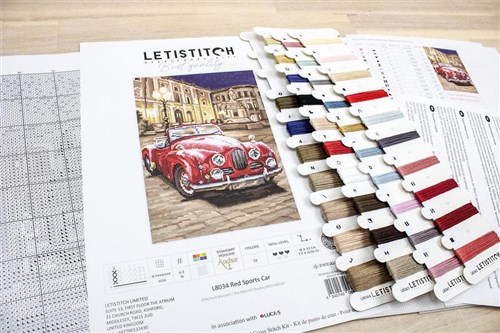 Counted Cross Stitch Kit Red Sports Car L8034