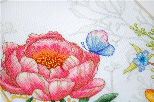 Flowers and Butterfly BU4019L Counted Cross-Stitch Kit