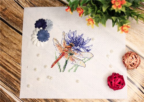 Dragonfly and Cornflower SM-619 Counted Cross Stitch Kit