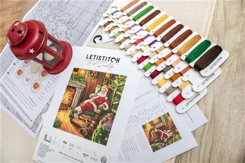 Santa's rest by the chimney L8052 Counted Cross Stitch Kit