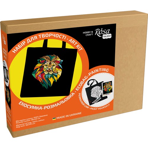 Rosa Talent Neon Lion - Black Shopper Coloring Kit. Ecobag Painting Kit, Cotton 0.03 lb/in2, 14.96*16.54 inches