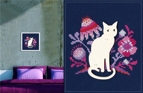 Cat CBE9005 Cross stitch kits with plywood form