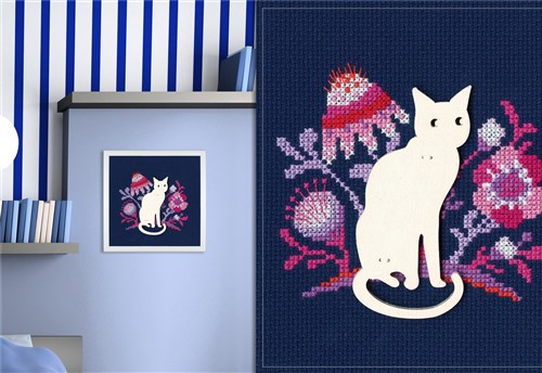 Cat CBE9005 Cross stitch kits with plywood form
