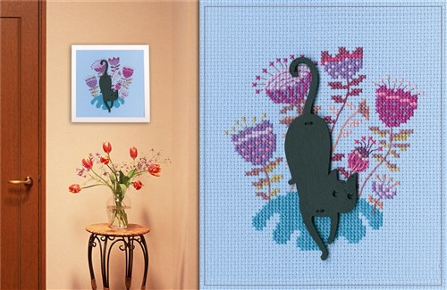 Cat CBE9006 Cross stitch kits with plywood form