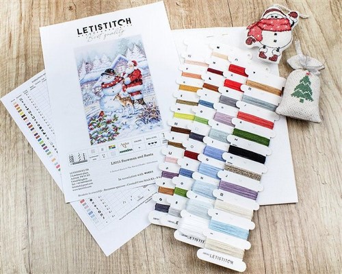Counted Cross Stitch Kit Snowman and Santa L8015