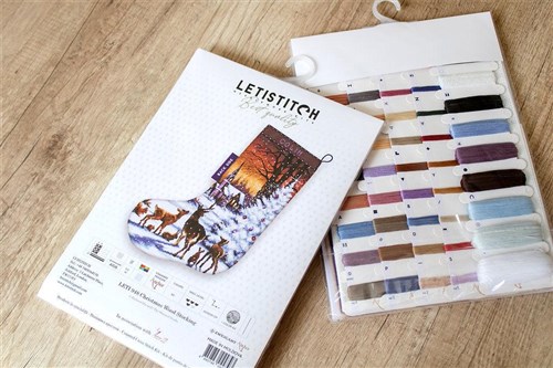 Christmas Wood Stocking LETI948 Counted Cross Stitch Kit