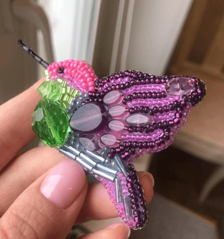 BP-217C Beadwork kit for creating brooch Crystal Art "Fly bird"