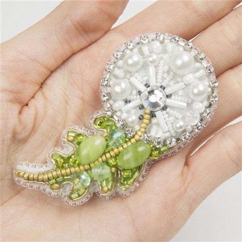 BP-258C Beadwork kit for creating brooch Crystal Art "Dandelion"