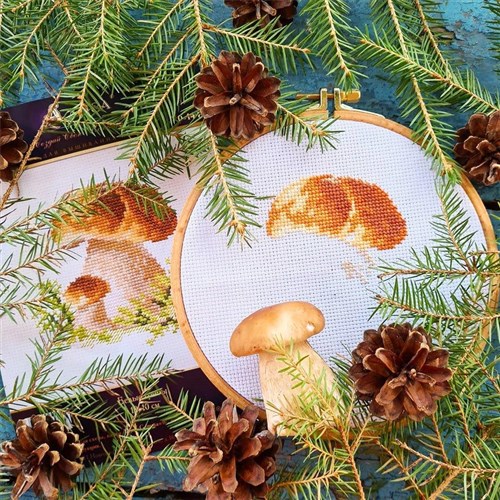 White Mushrooms 0-144 Counted Cross-Stitch Kit