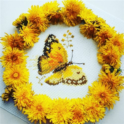 Colourful Butterflies - Yellow 0-147 Counted Cross-Stitch Kit