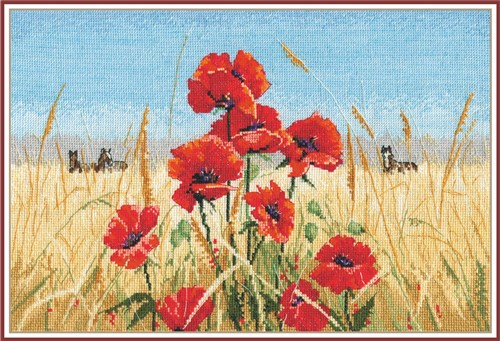 Summer, field, poppies 1010 Counted Cross Stitch Kit