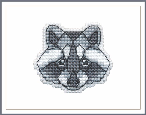 Badge-racoon 1094 Plastic Canvas Counted Cross Stitch Kit