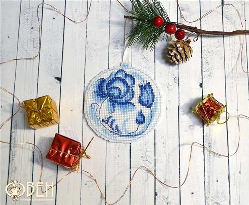 Christmas tree toy.Gzhel 1149 Plastic Canvas Counted Cross Stitch Kit