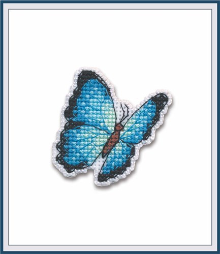 Badge-Blue Marpho 1172 Plastic Canvas Counted Cross Stitch Kit
