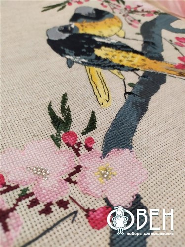 Redstarts on a Cherry Branch 1238 Counted Cross Stitch Kit