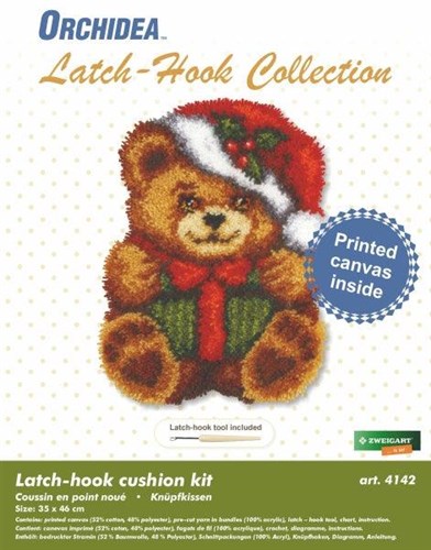 Latch hook cushion kit "Christmas Teddy" 4142