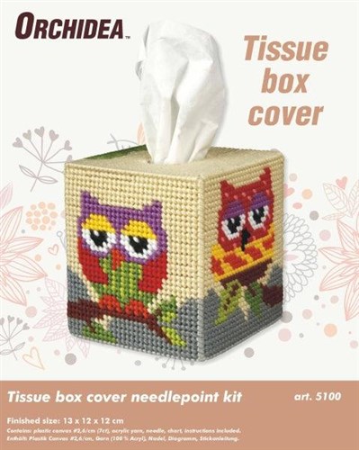 Tissue box cover - needlepoint (halfstitch) kit "Owl" 5100