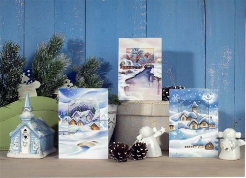 Complete cross stitch kit - greetings card "Winter landscape" 6197