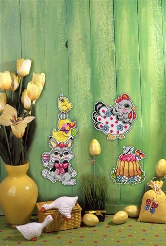 Counted cross stitch kit with plastic canvas "Easter" set of 3 designs 7656