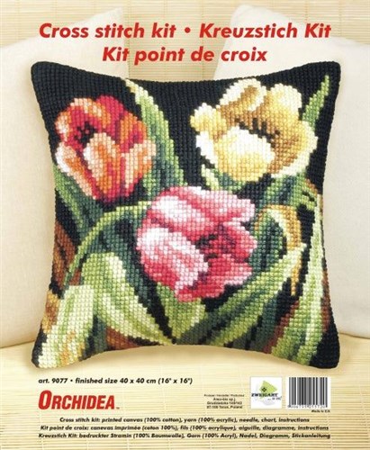 Cushion cross stitch kit  "Tumbling tulips" 9077