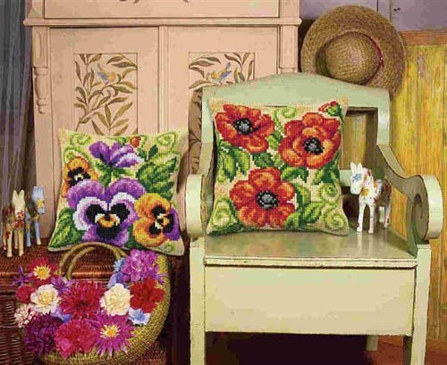 Needlepoint Cushion Kit  "Poppies" 9535