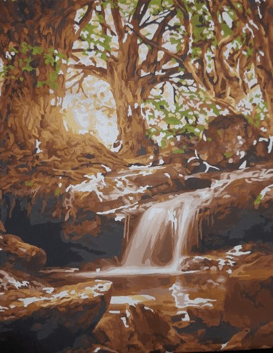 Painting by Numbers kit Crafting Spark Forest Waterfall A138 19.69 x 15.75 in