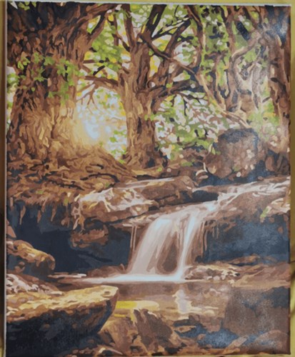 Painting by Numbers kit Crafting Spark Forest Waterfall A138 19.69 x 15.75 in