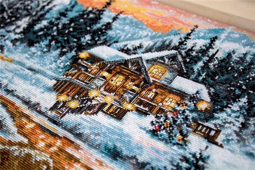 Snowy Cabin BU4022L Counted Cross-Stitch Kit
