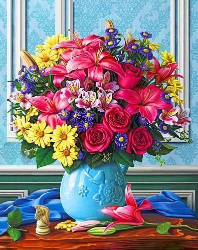 Colorful Bouquet WD2520 18.9 x 14.9 inches Wizardi Diamond Painting Kit