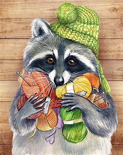 Racoon With Threads Diamond Painting Kit