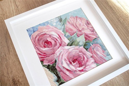 Counted Cross Stitch Kit Pale Pink Roses Leti928