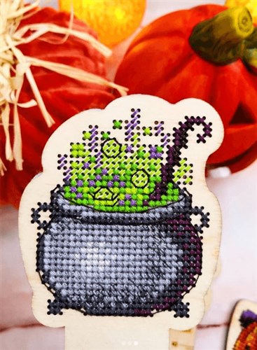 Halloween O-007 Counted Cross Stitch Kit on Plywood Makes Thread Organizer