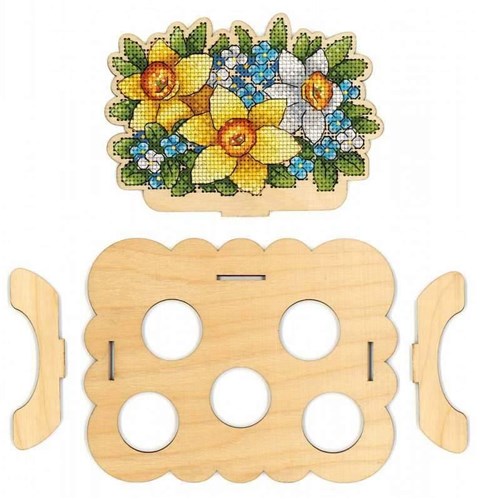 Egg Holder Flower O-012 Counted Cross Stitch Kit on Plywood