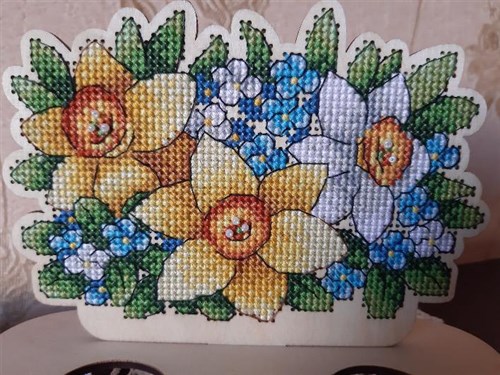 Egg Holder Flower O-012 Counted Cross Stitch Kit on Plywood