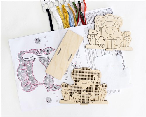 Napkin Holder Dwarf O-014 Counted Cross Stitch Kit on Plywood