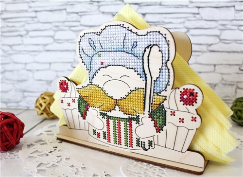 Napkin Holder Dwarf O-014 Counted Cross Stitch Kit on Plywood